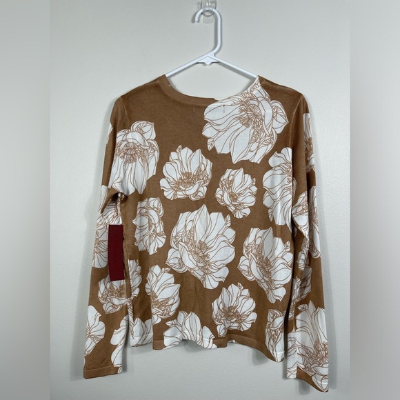 LOVE SCARLETT Blouse Buttons Beige Brown Floral Women's Size M NWT - Picture 8 of 14